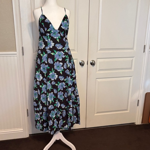 Free People Dresses & Skirts - Free People Black Maxi Dress with Blue and Green Floral